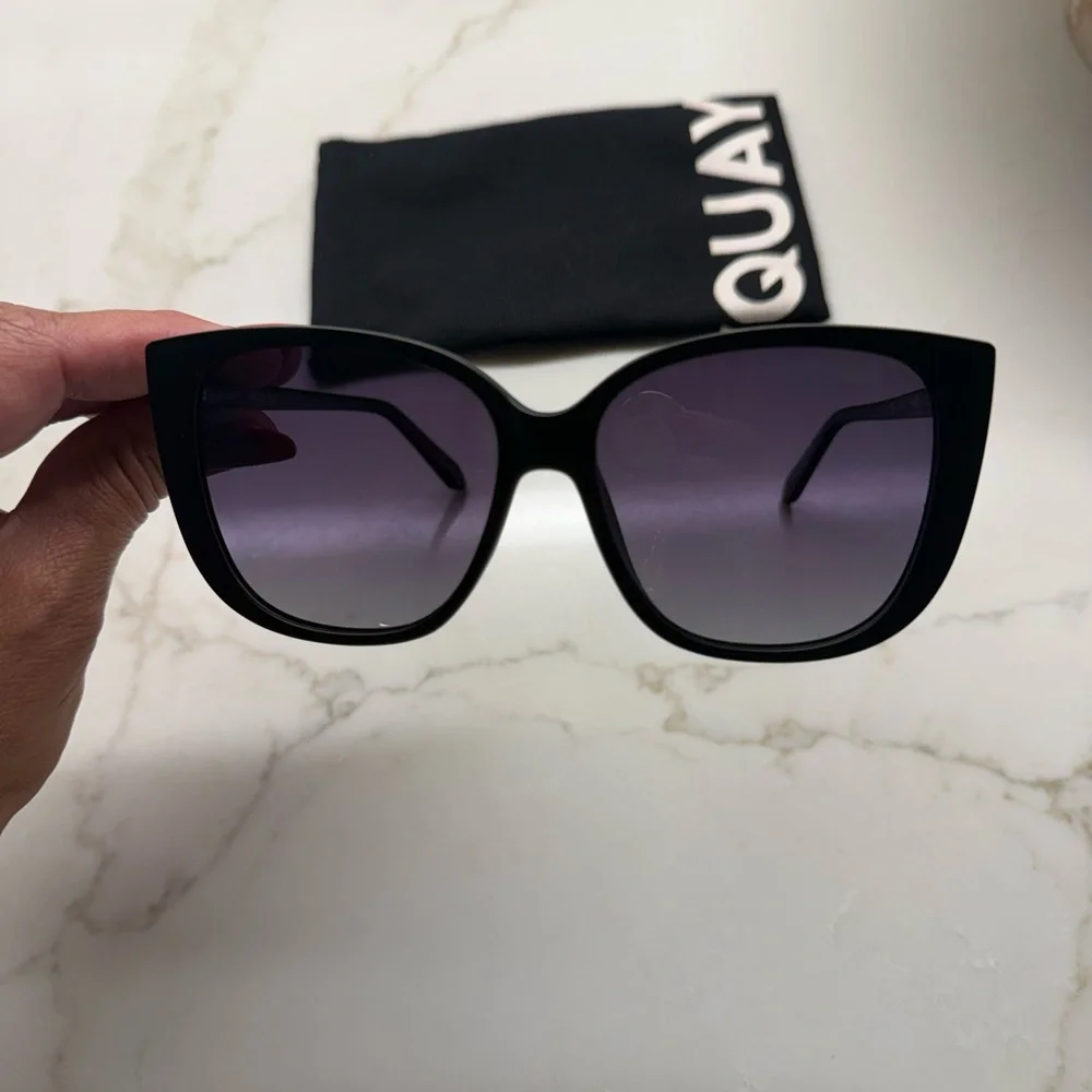 Quay Australia Matte Black Slim Arm Sunglasses